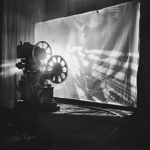 复古电影放映机特写，象征电影技术的百年演进